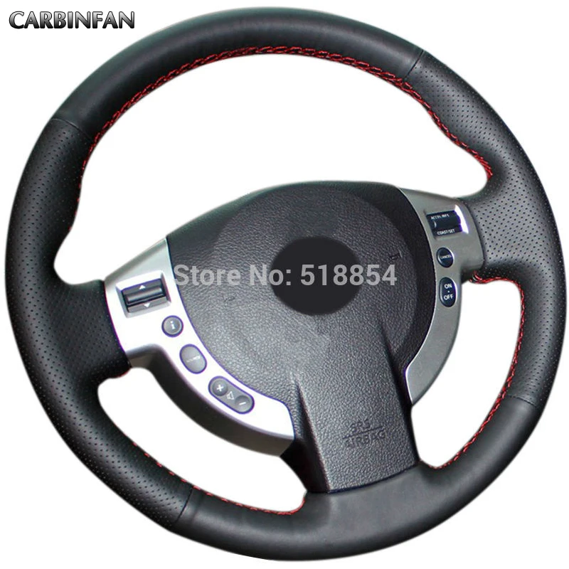 Черный чехол рулевого колеса автомобиля из искусственной кожи для Nissan QASHQAI X-Trail