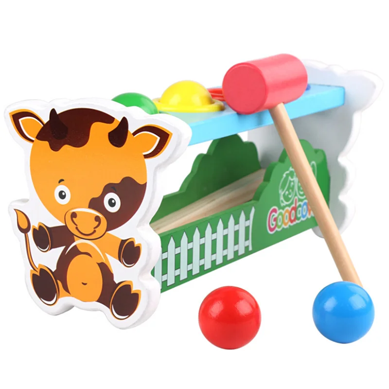 

Kids Toy Colorful Knocking Pile Platform Early Educational Toys For Children Driving Pile Abutment Baby Wooden Toys Gift