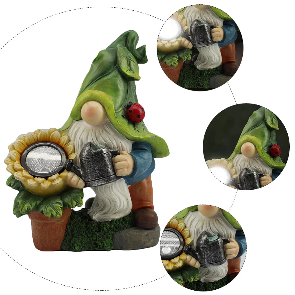 

1pc Adorable Dwarf Resin Ornament Solar Yard Garden Outdoor Light Decoration