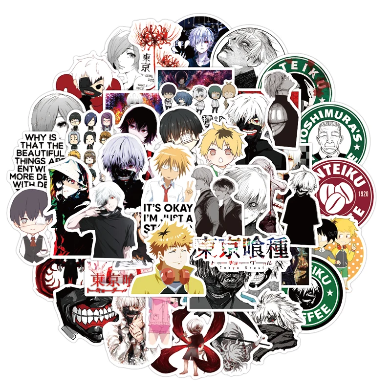 

10/30/50pcs/pack Japanese anime Tokyo Ghoul Stickers For Helmet Gift Box Bicycle Guitar Notebook Skatecar manga sticker toys