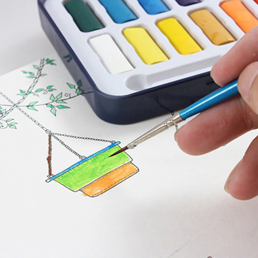 

12 Colors Tin Metal Box of Watercolor Paint Set with Brush