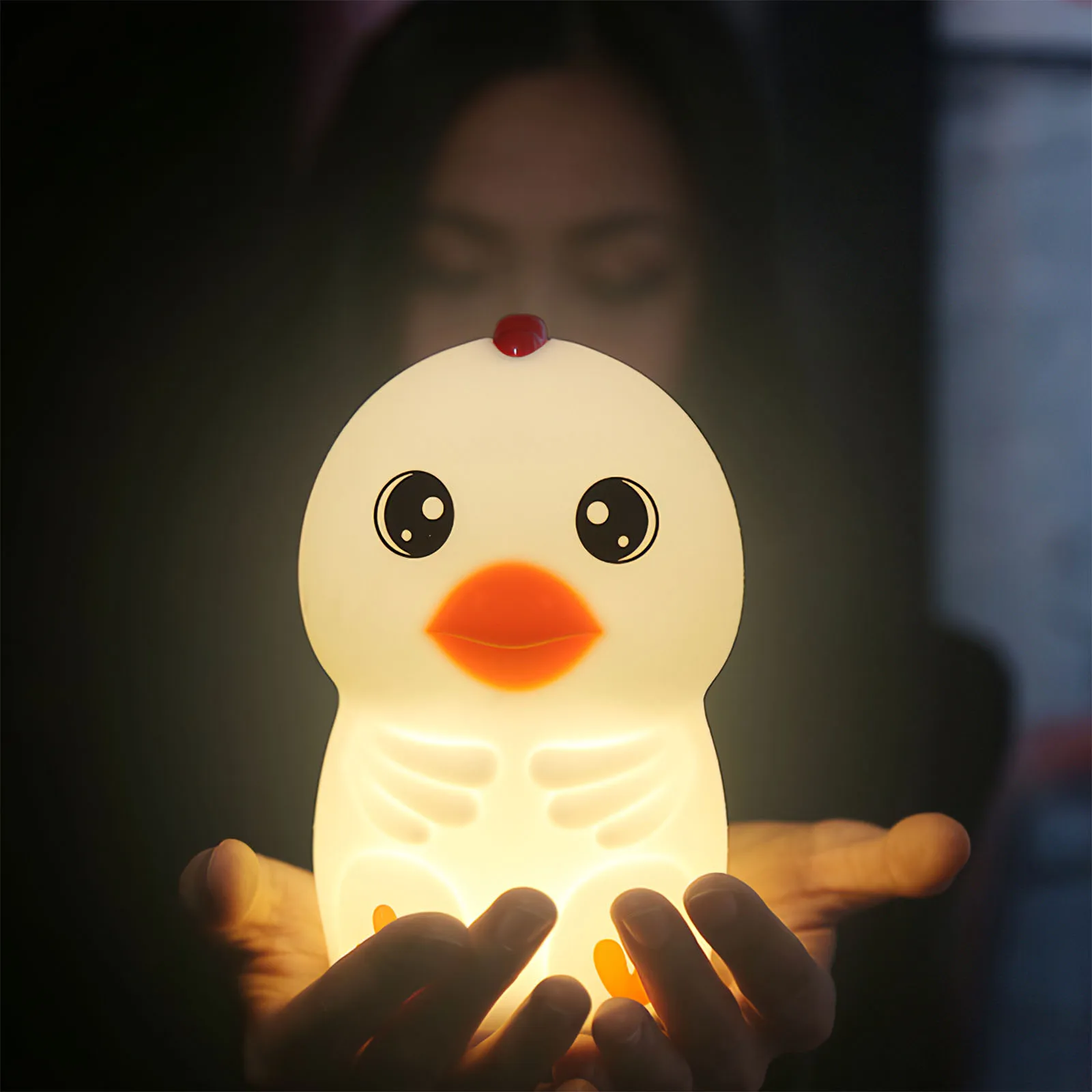 

Светодиодный силиконовый ночник с рисовой курицей и пультом ДУ