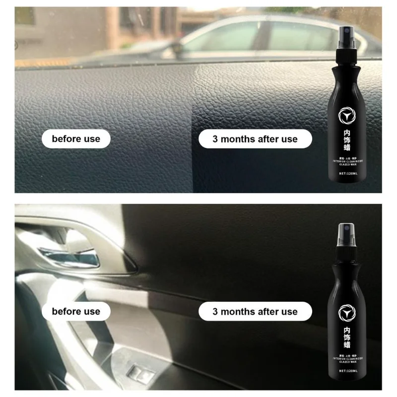 

120ml Auto Car Leather Cleaner Dashboard Cleaning Wax Interior Coating Polishing Spraying Cleaner Plastic Renovation Agent