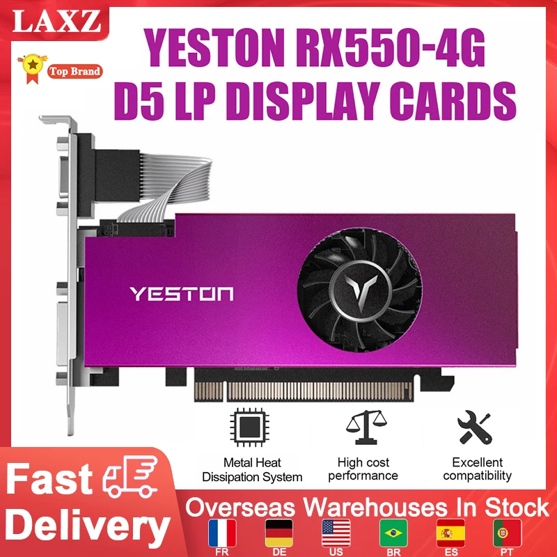 

Видеокарта Yeston Radeon RX550, 4G D5 LP, GDDR5, 4 Гб, 6000 бит, МГц, HDMI