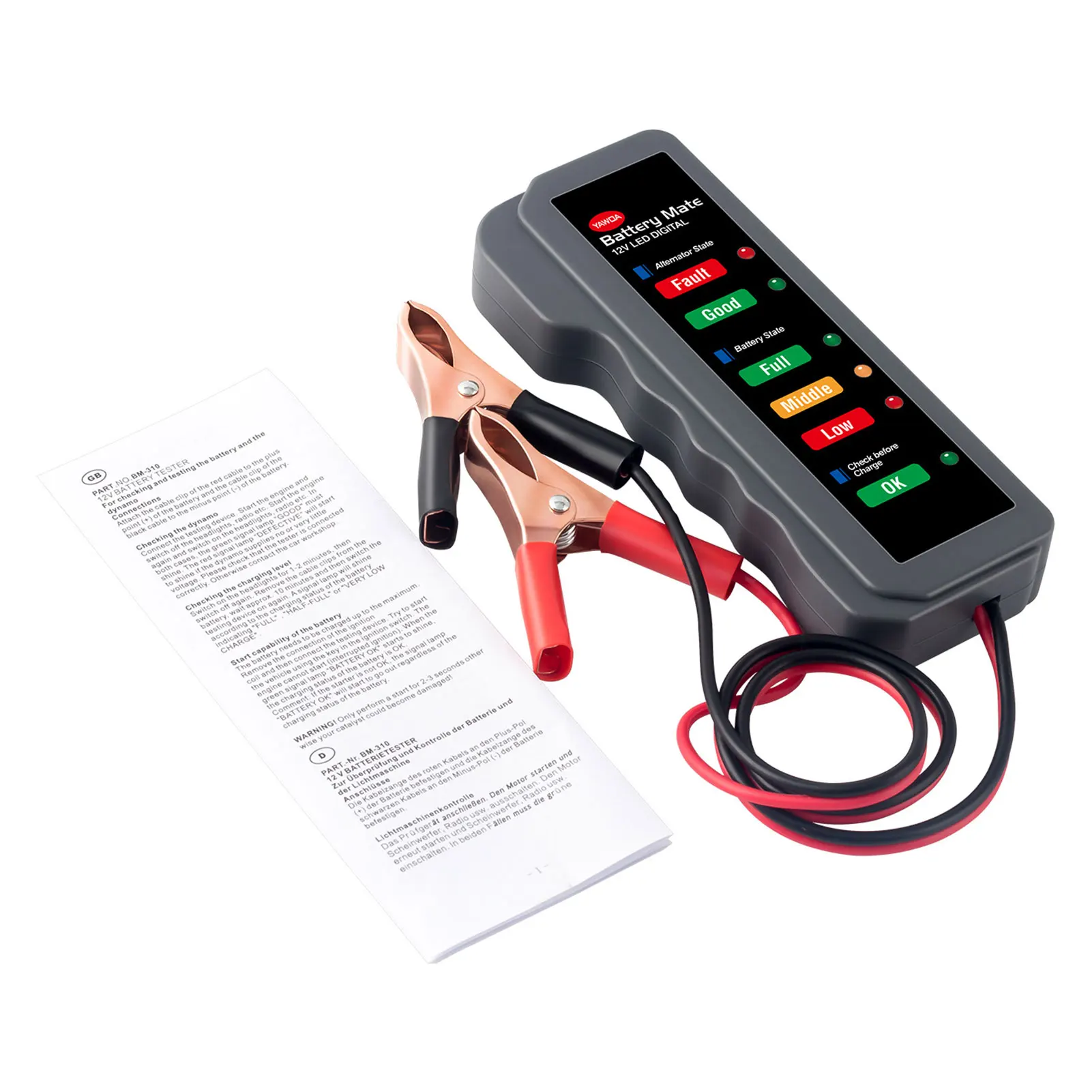 

Car Battery Tester 6-digit LED Display Testing Tool 6 LED Lights Display Voltage Alternator Automotive Scanner Diagnosis