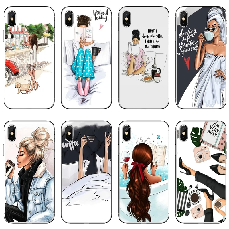 Прозрачный чехол для телефона Модный женский кофейный Xiaomi Redmi Note 7 6 6A 5A 4 4A 3 pro S2 5 plus