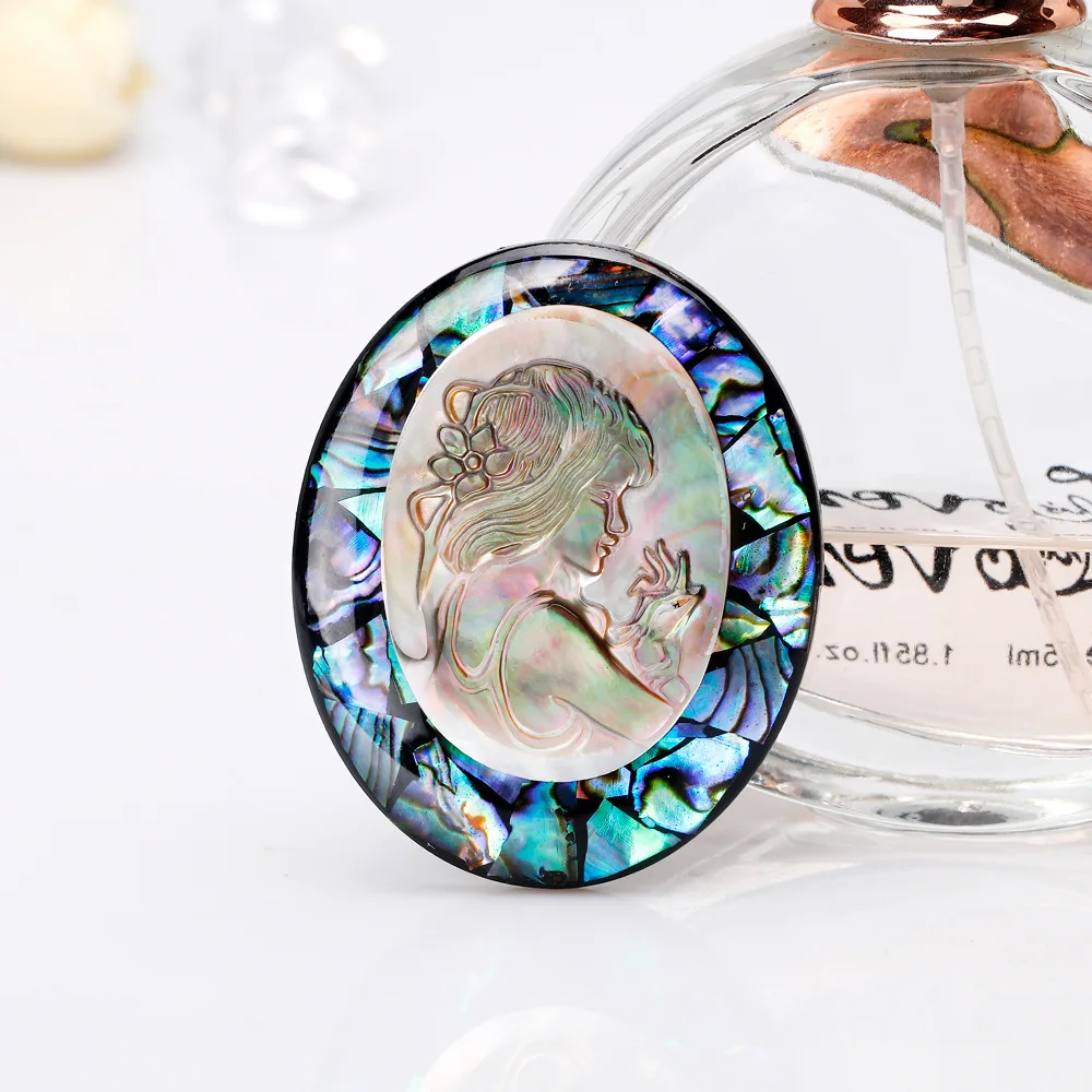 

Fashionable natural Series Brooch Women abalone shell beautiful girl Brooches Crystal Rhinestone Enamel Pin Brooch Jewelry Gif