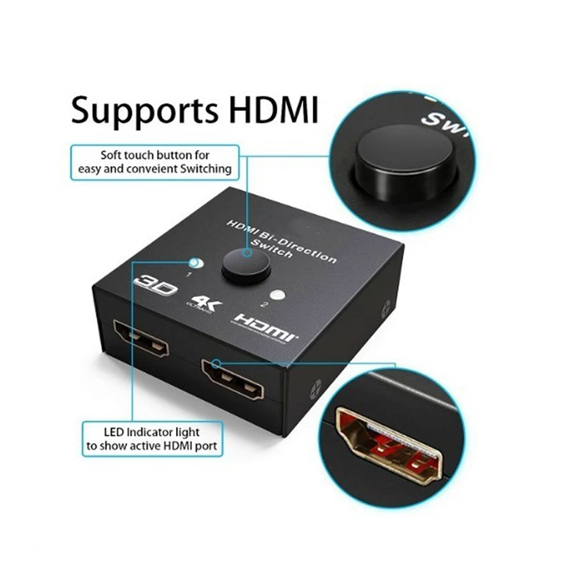 Двунаправленный переключатель 4K x 2K HDMI 2 порта 1x2 разветвитель/2x1 Переключатель