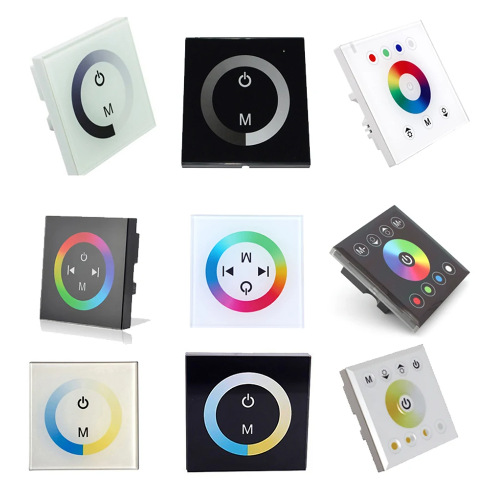 DC12V 24V одного цвета/RGB/RGBW настенный сенсорный Панель регулятор стеклянная диммер