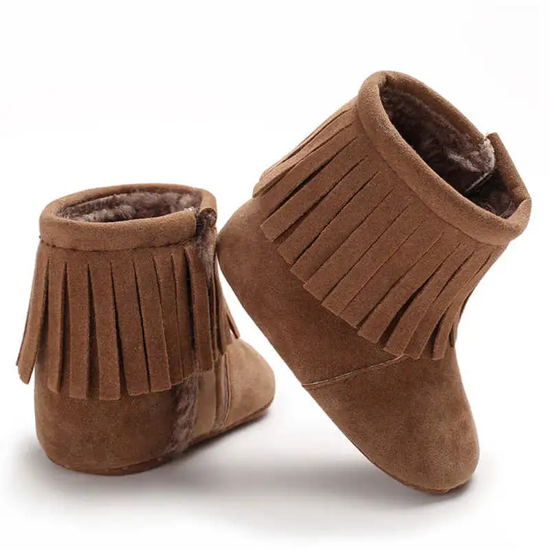 Детская обувь для мальчиков и девочек кроватки Зимние Мокасины из искусственной