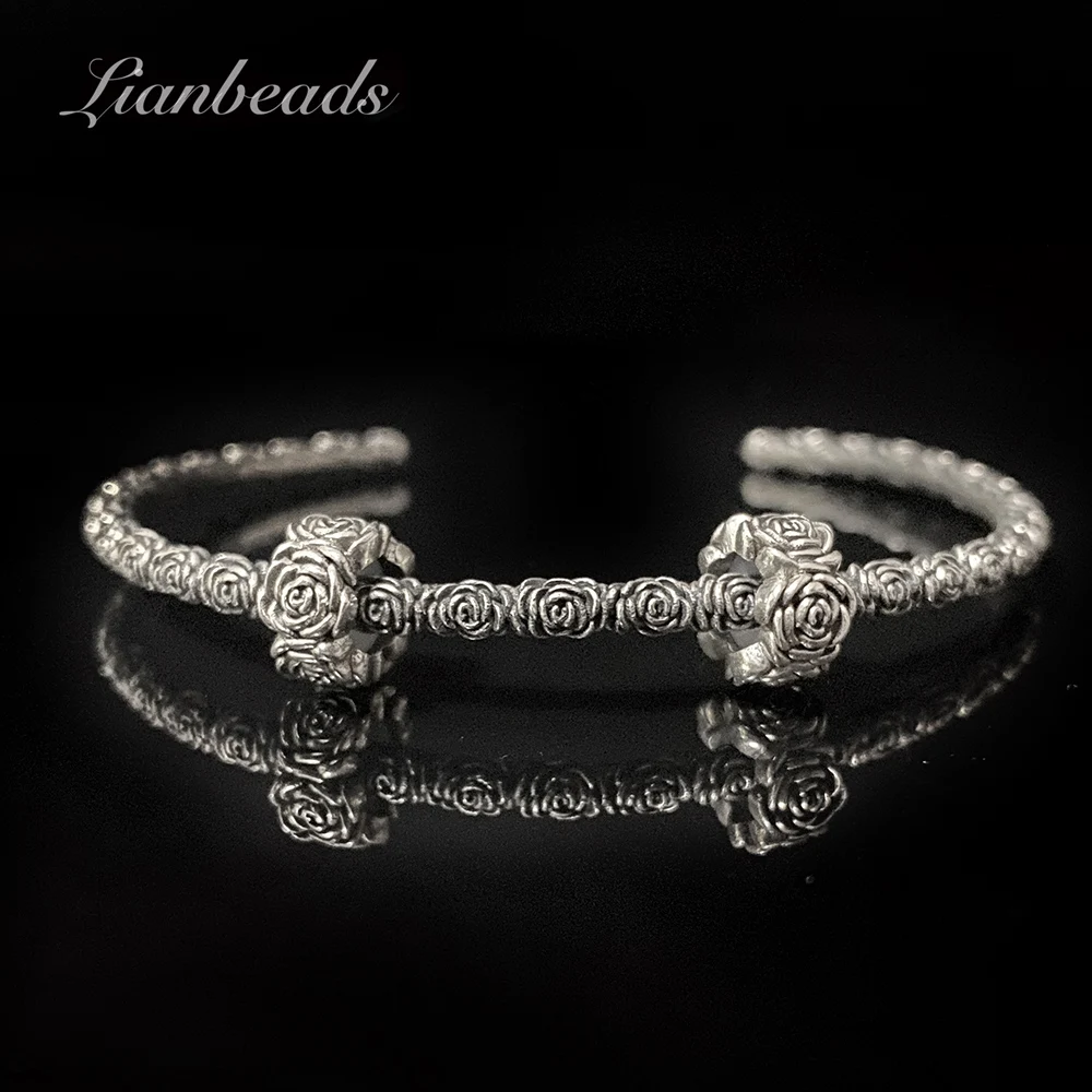 Омела искусственный серебряный розовый браслет с 2 заглушками Открытый