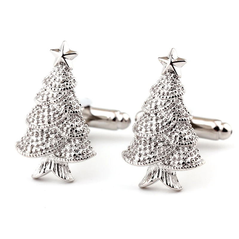 Free shipping Sparkling Crystal Christmas Tree Cufflinks for Men Cuff Links Fashion Festival Party Jewelry Male | Украшения и