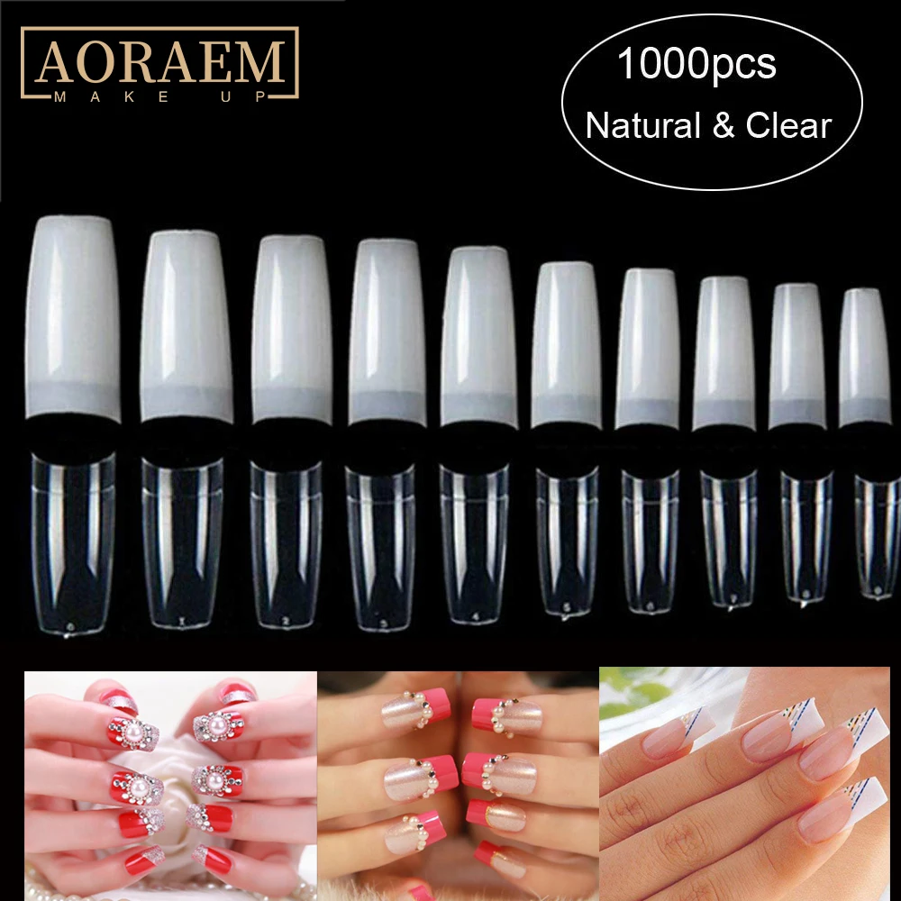 

Накладные ногти AORAEM, 1000 шт., наполовину накладные ногти, искусственные ногти для маникюра, искусственные ногти для французского маникюра, ин...