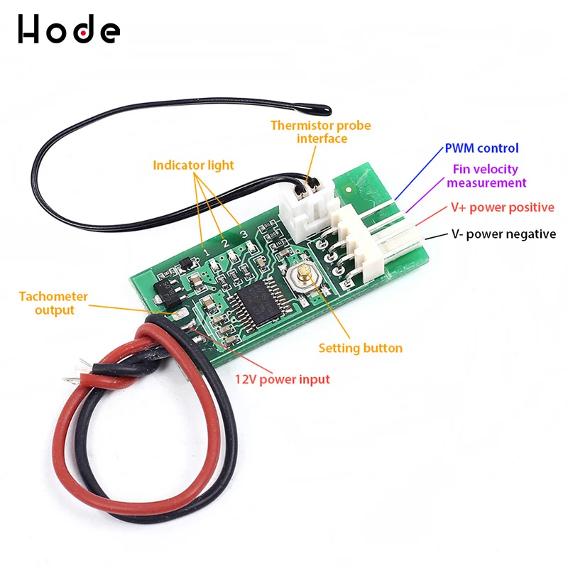 DC 12V PWM Контроль температуры Скорость вентилятора регулятор автоматическая