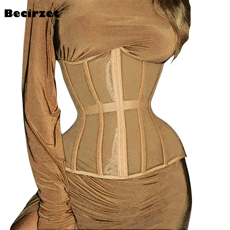 Waist Cincher Corset Top Slimming Girdle Belt Body Shaper Transparent Belly Sheath Lace Up Hourglass Shapewear