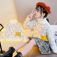 girls sweater kids babys coat outwear 2021 cute thicken warm winter autumn knitting tops pure cotton%c2%a0school childrens clothing