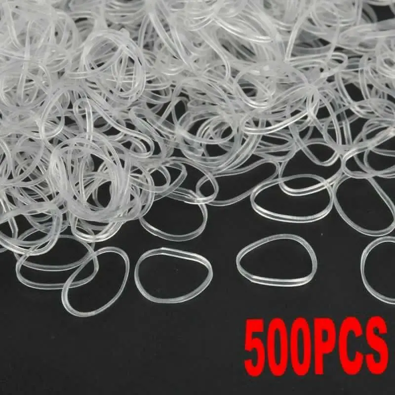

500pcs Transparent Hair Bands Ponytail Holder Elastic Rubber Bands Rope Ties for Women Bridal Girl Hair Stying Findings