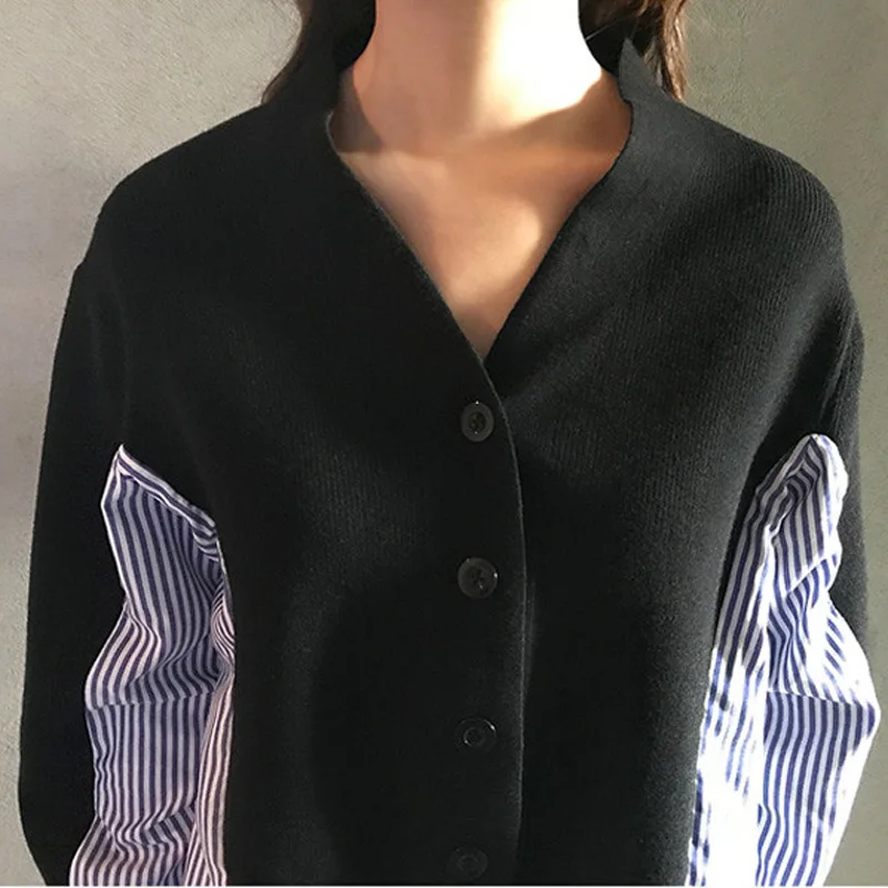 Женский однобортный Кардиган BGTEEVER вязаный кардиган с v-образным вырезом и