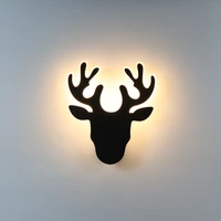 led wall light deer head shape indoor living room bedroom decoration wall lamp corridor stairway lighting acrylic and iron