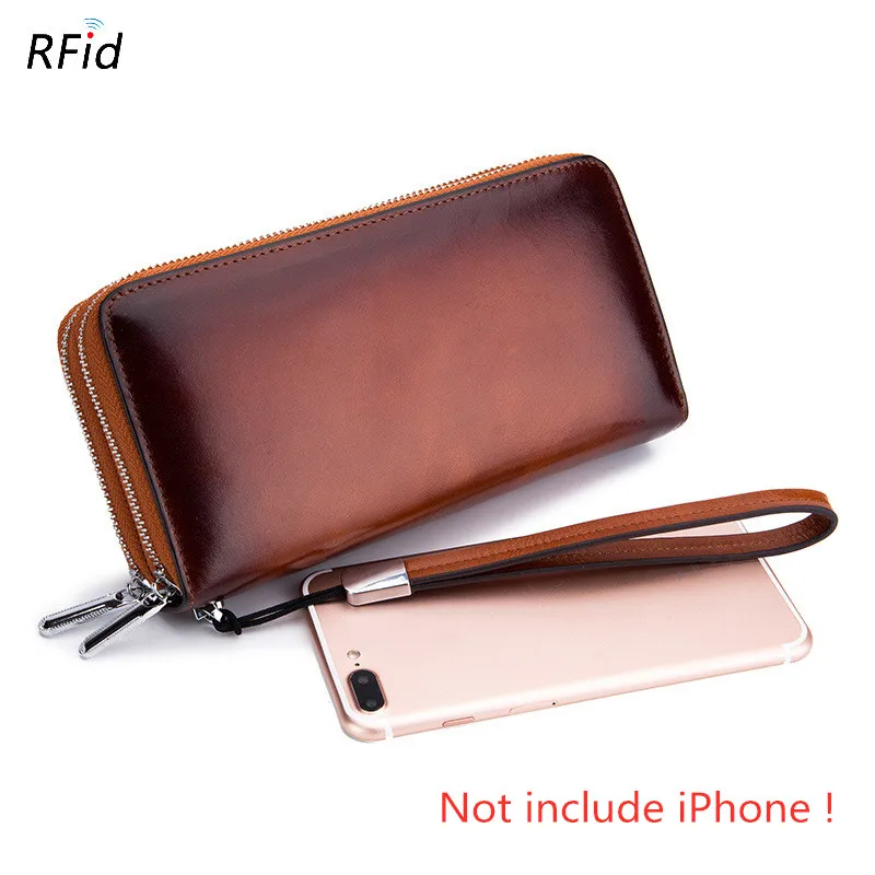 

New RFID Long Wallet for Women Genuine Leather Female Travel Purse High Capacity Zipper Women's Wallet 24 Cards Holder