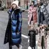 Для женщин длинное пальто парка Женская зимняя обувь теплые пальто из искусственного меха куртка с защитой от ветра яркая поверхность алмаз пальто#1022