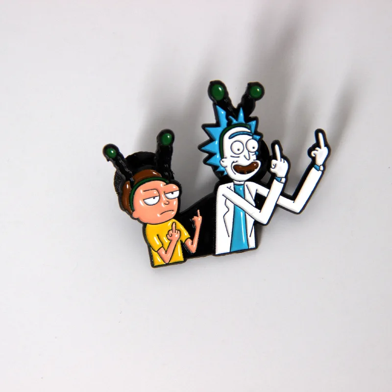 

Anime Brooch and Enamel Pin Cartoon Figure Rick Shirt Denim Jacket Lapel Pin Creative Brooches