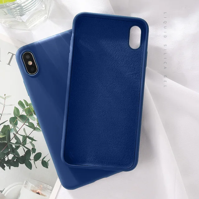 Роскошный жидкий силиконовый чехол для iPhone 11 Pro Max XS Max XR X 6 S 6 S iPhone 7 8 Plus 7Plus 8 Plus полная мягкая задняя крышка для сотового телефона - Цвет: DBlue