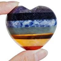 tumbeelluwa 7 chakra stone heart love healing crystal palm stone worry stone reiki balancing