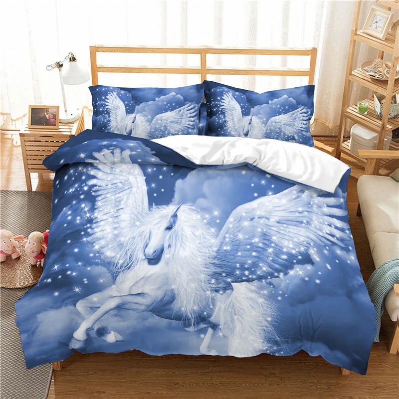 

Домашний текстиль Роскошные 3D с принтом «Единорог», 2/3 шт. удобные постельного белья с пододеяльником и наволочками с узором из комплекты ...