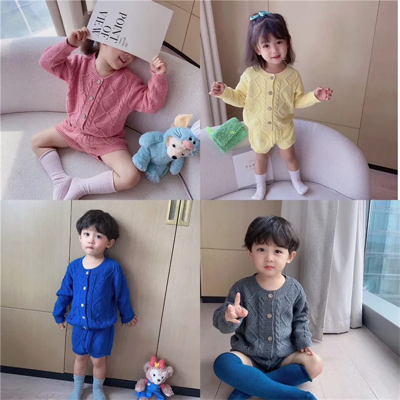 Одежда для маленьких девочек вязаная детская одежда Осенний Детский кардиган