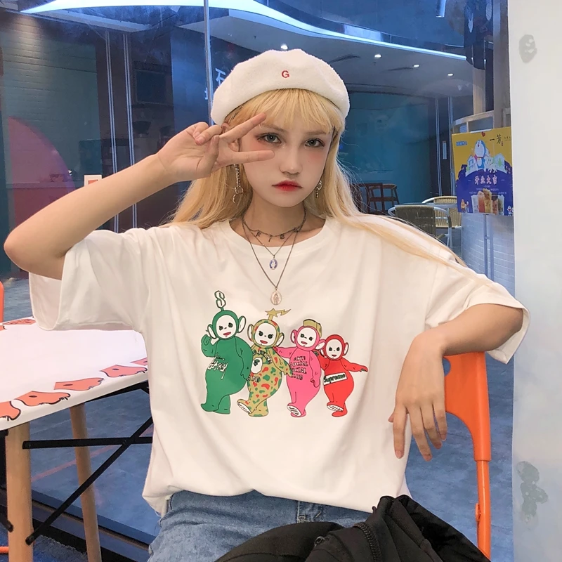 Женская футболка с коротким рукавом и мультипликационным принтом The Teletubbies