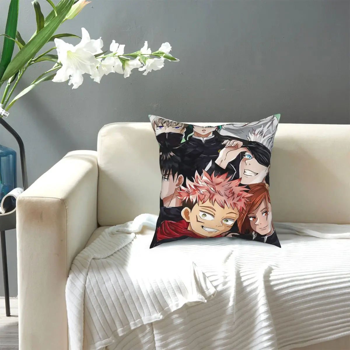 

Jujutsu Kaisen Pillowcase Printed Polyester Cushion Cover Gift Pillow Case Cover Home Zippered Wholesale 45*45cm Cushion Covers