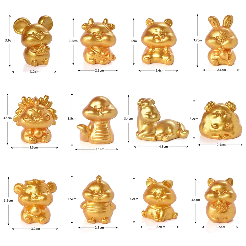 Статуя животного из золотой смолы украшенная китайским знаком зодиака крыса