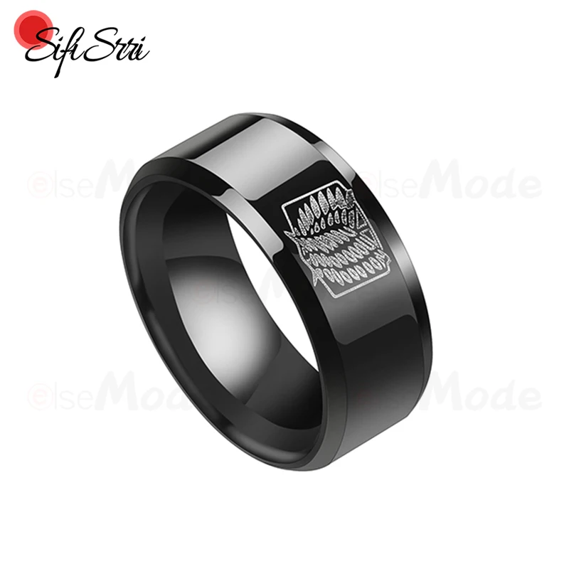 

Sifisrri 8mm Punk Vintage BlackAchieve the Goliath Mark Ring For Men Stainless Steel Band Rings Male Party Gift Anillos Anneaux