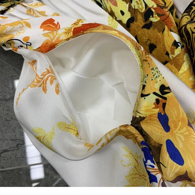 

2021 new design Batwing Sleeve long dresses with sashes off-shoulder Baroque style women yellow golden dress