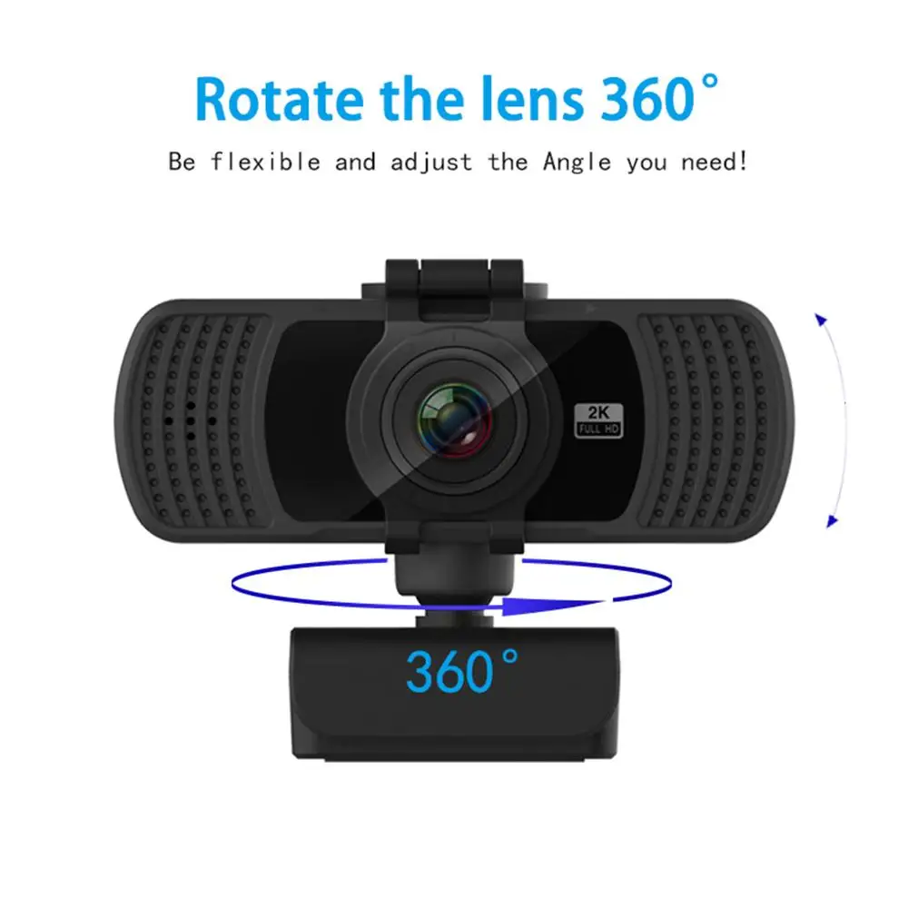 

1440P Web Camera with Mic Rotatable 2K Autofocus Computer PC Desktop Mini WebCamera Cam Web for Live Broadcast Work