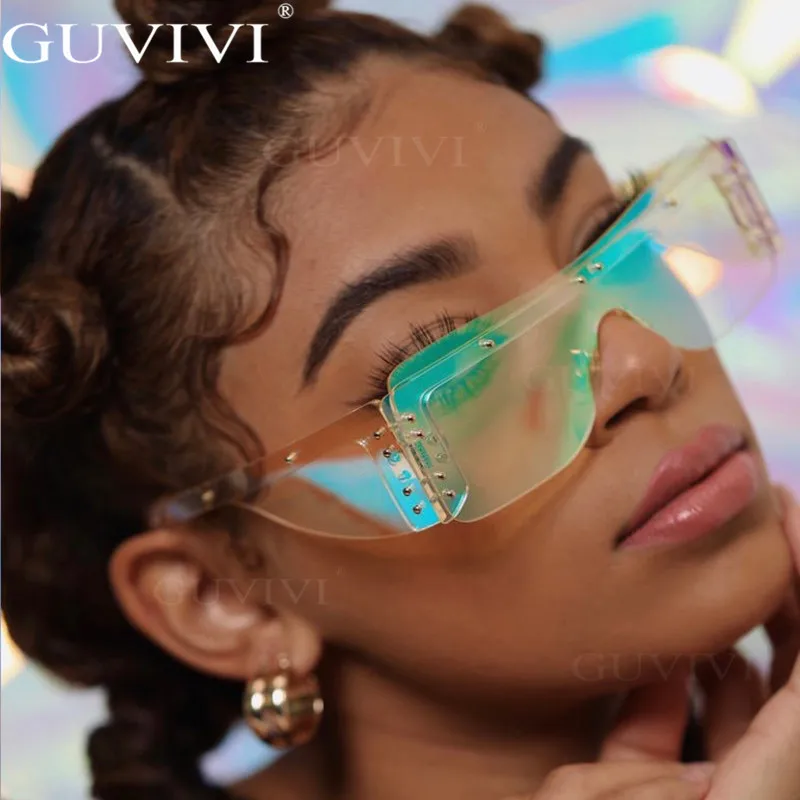 Квадратные Солнцезащитные очки без оправы для женщин 2020 градиентные