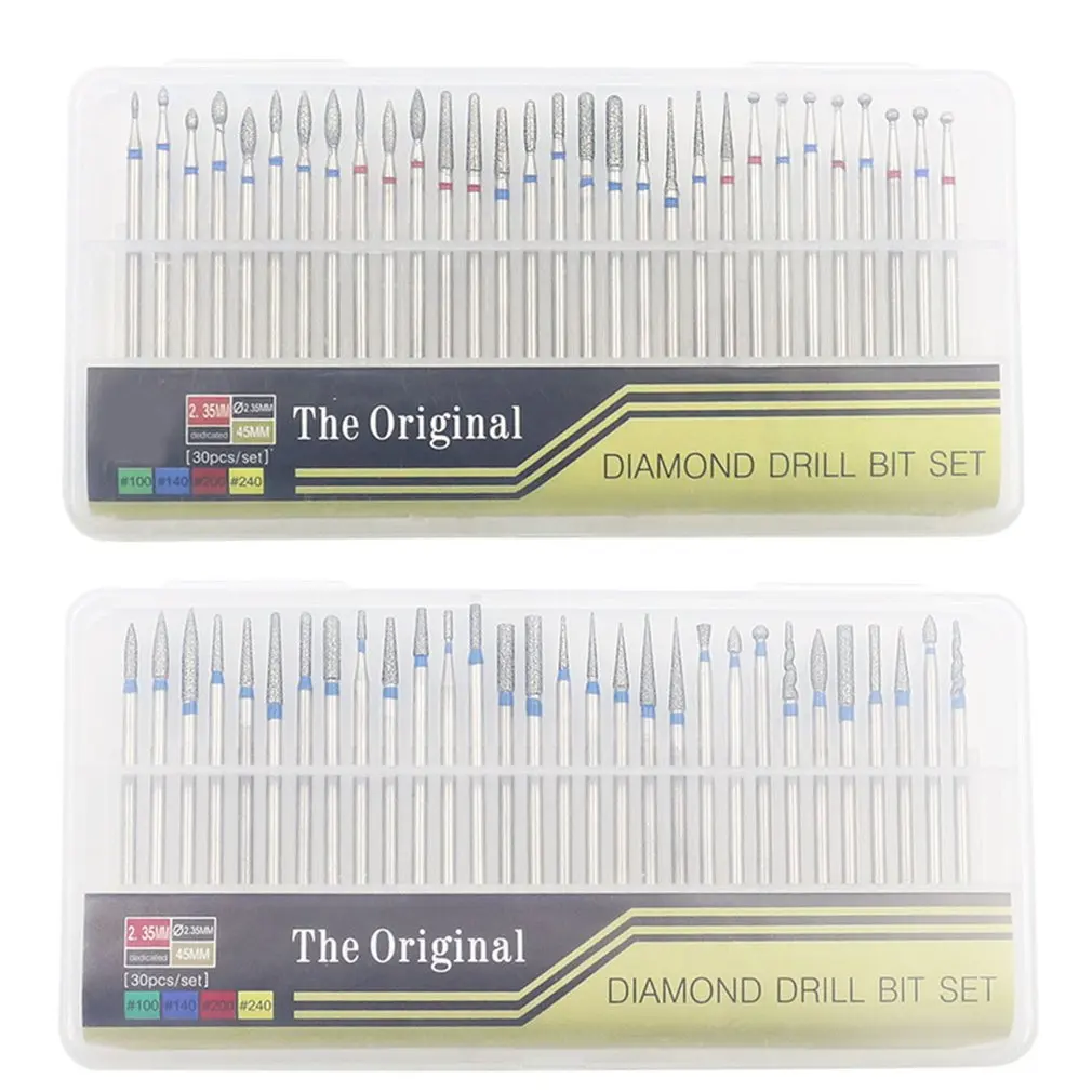 Алмазные вольфрамовые стальные сверла для ногтей, набор вращающихся фрез для маникюра, инструменты для ногтей