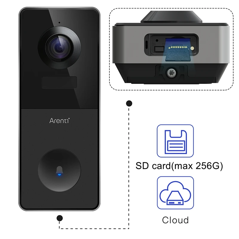 Скидка ARENTI 2K HD 3MP уличный беспроводной звонок Camera 6700mAh перезаряжаемая батарея Smart Home цифровой дверной глазок видеодомофон