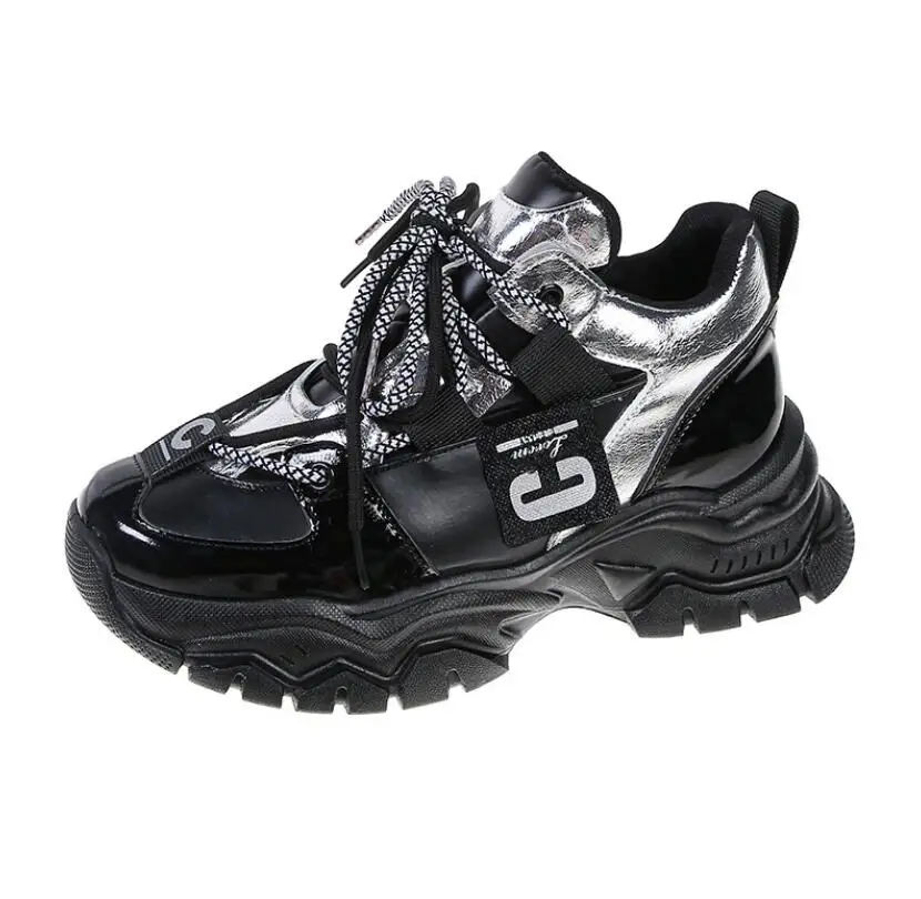 Стильные дизайнерские женские кроссовки Милая Черная массивная обувь дышащие - Фото №1