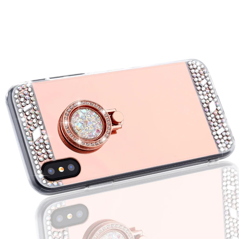 Кольцо на палец зеркальный чехол для телефона Apple iPhone 7 Plus 8 6 S 5s SE женский