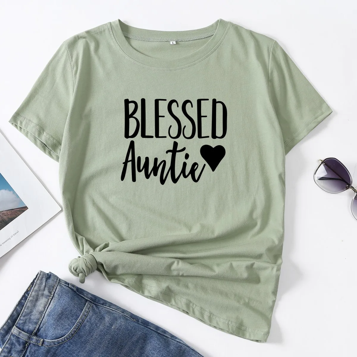 

JFUNCY Plus Size Cotton Shirts Women Tops Bledded Auntie Printed Casual Woman T-shirt Summer Female Tee Shirt Lady Tshirt