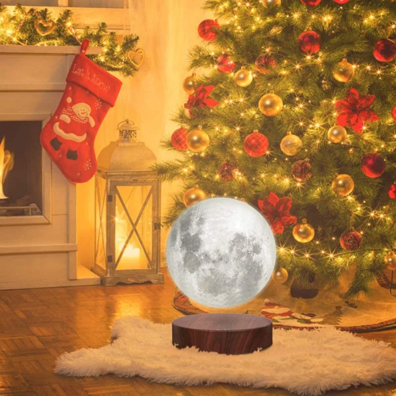 

Levitating Moon Lamp,Floating and Spinning in Air Freely with Luxury Wooden Base and 3D Printing LED Moon Light 3 Colors,