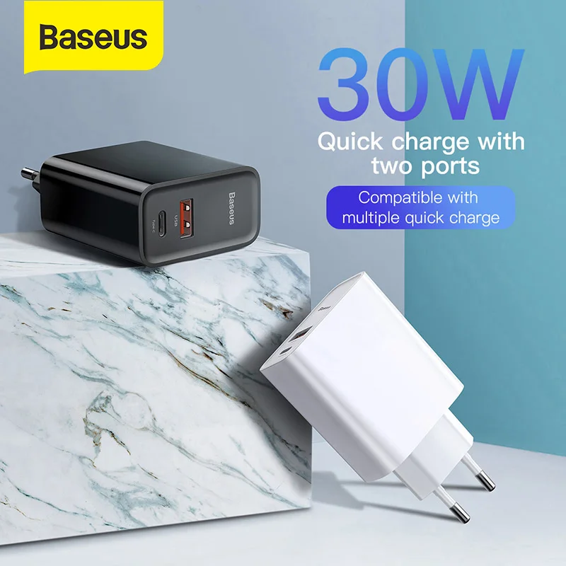 Зарядное устройство Baseus Quick Charge 4 0 3 30 Вт USB Type-C для Xiaomi iPhone X XS Huawei 5A | Мобильные