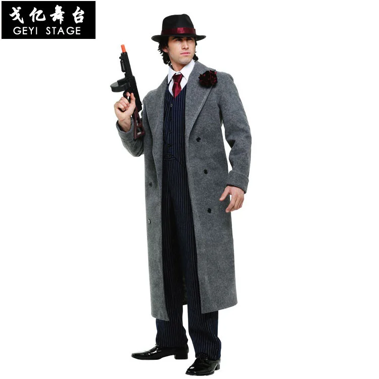 

Cold-blooded Killer Costumes for adult Halloween Costume Role Play Men Killer Mafia Clothes Costumes Classic Detective Cosplay