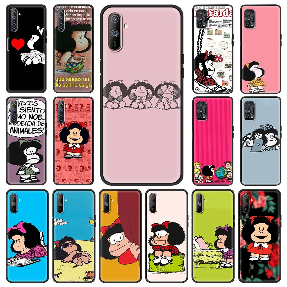 Mafalda чехол для телефона Realme C3 6 7 5 X7 X2 Pro X50 V5 V15 5G XT C11 C15 7i X3 6i черный мягкий TPU Защитный