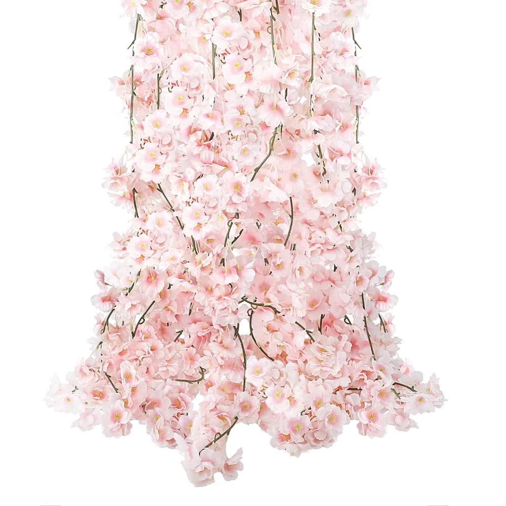 

4pcs 1.8M Artificial Cherry Blossom Flower Vines Hanging Silk Flowers Garland 144 Heads Cherry for Wedding Party Home Decor