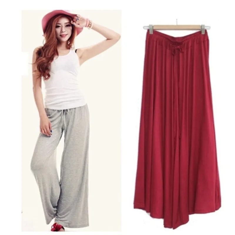 2020 Elastic High Waist Female Casual Loose Pant Women Modal Wide Leg Pants New Summer Thin Fashion Spring Autumn Trousers | Женская