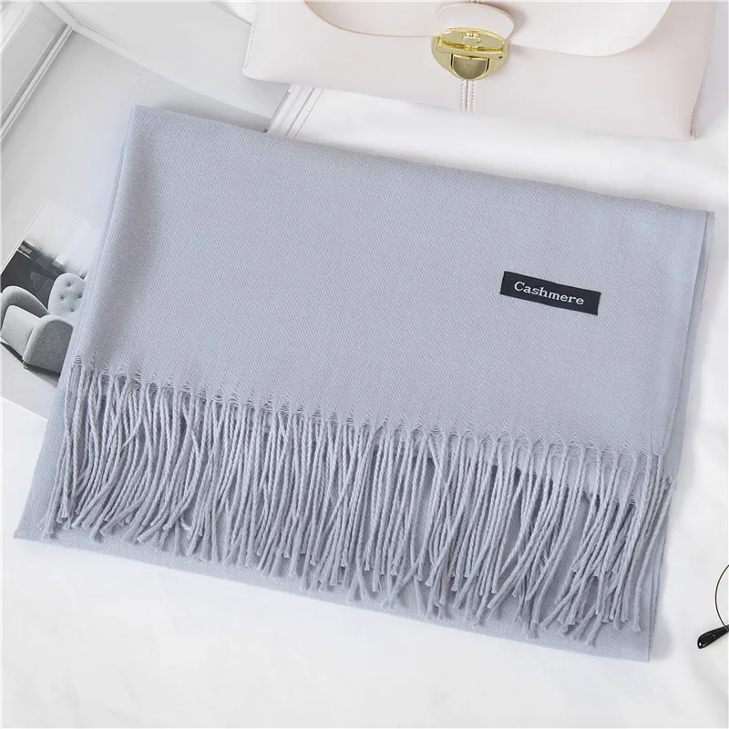 

Winter Solid Color Imitation Wool Women's Scarf Shawl A Variety of Colors To Keep Warm All-match Fashion Embroidery Printing