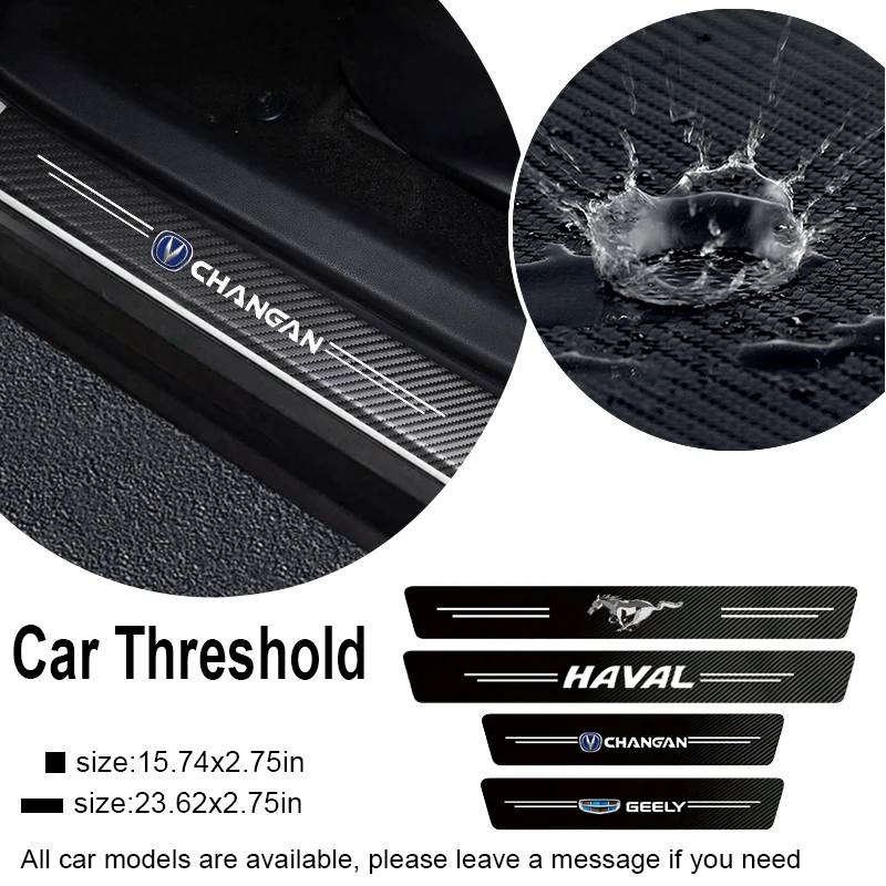 

4PCS Car Door Threshold Carbon Fiber Scuff Plate Sticker for Fords focus 2 3 mk2 mk3 st line f150 fiesta mk7 ranger kuga mustang